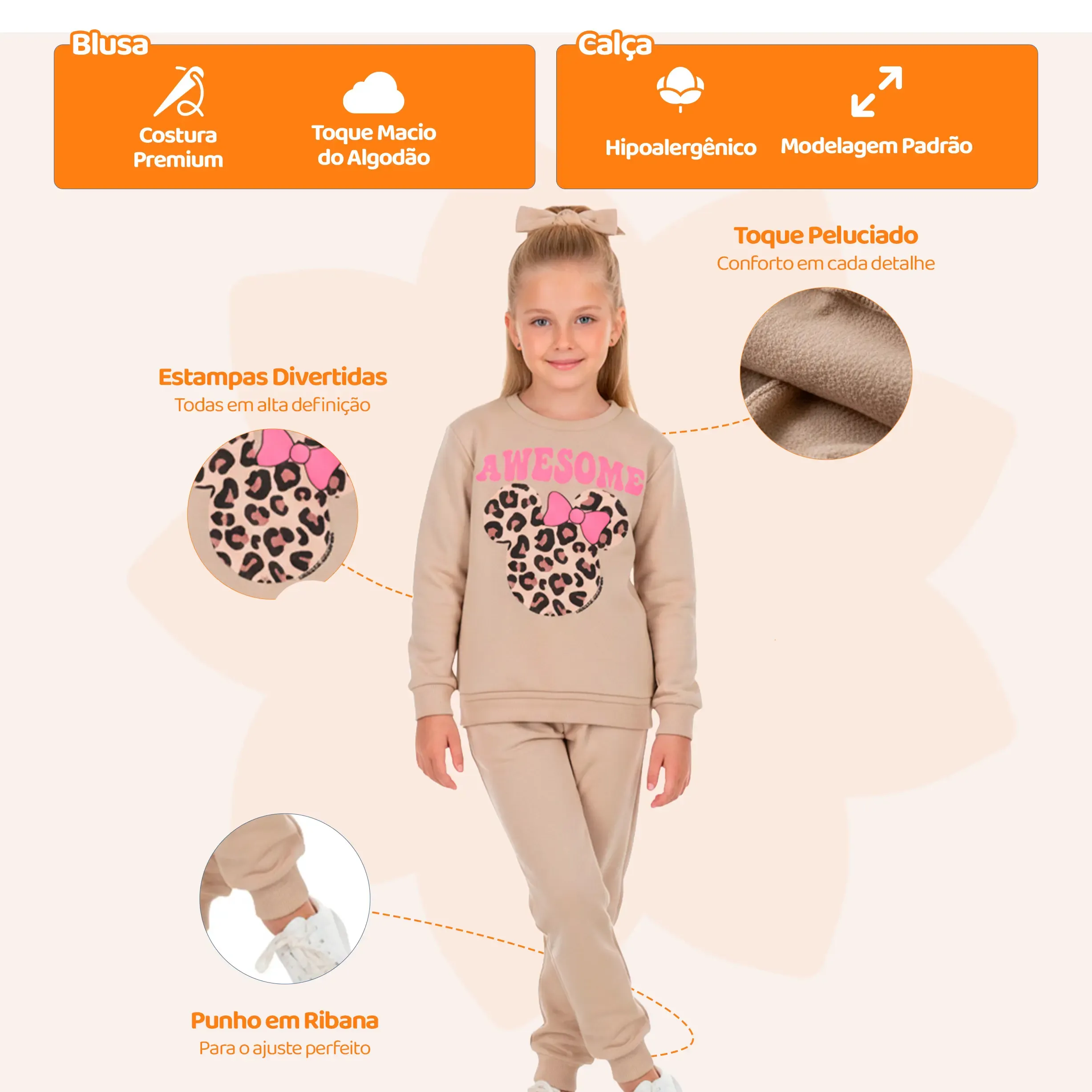 Kit 10 Peças Moletom Infantil Menina Inverno Confeccionados em Algodão Macio - Foto 2